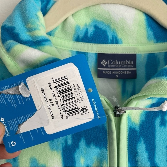 NWT NEW Columbia PFG Super Tidal Fleece 1/4 zip sweater Pullover size Small blue - Picture 3 of 9